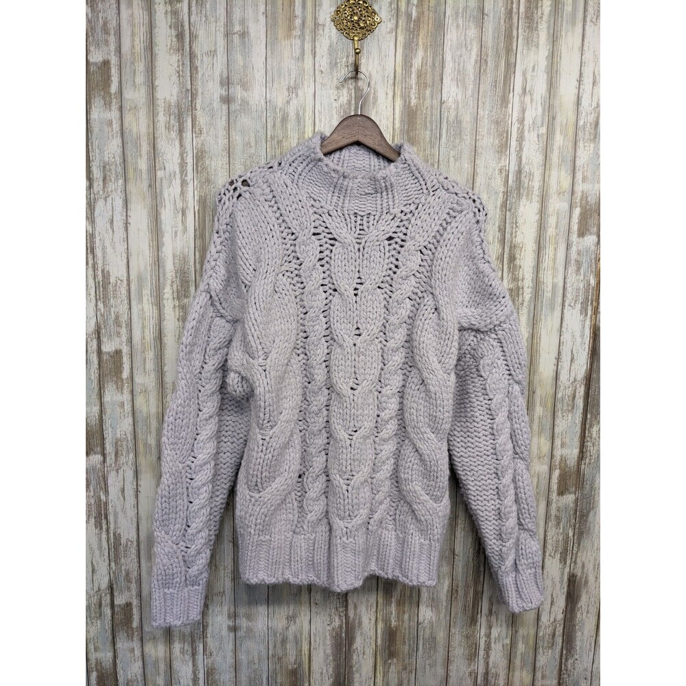 ZARA Chunky Classic Knit Turtleneck Pullover Lavender Sweater Women's Small